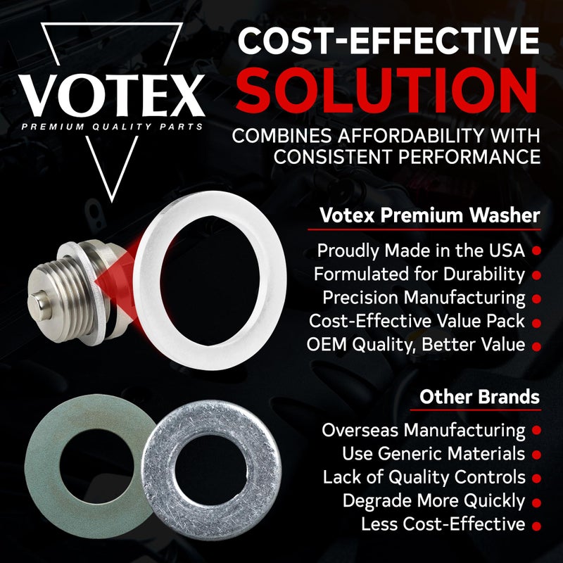 VOTEX - Made in USA - M16 16MM Oil Drain Plug Crush Washer Gasket Seal Ring for BMW,Mini,Subaru and More - Oil/Coolant (20 Pack) - Aluminum - 07119963252, 07119963251, 07119963259, 803916010, ACWM16 - Image 2